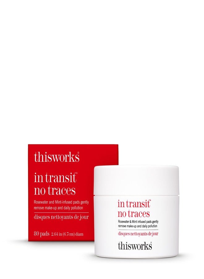 هذا المنتج - وسادات تنظيف الوجه "إن ترانسايت نو تريس"، مناديل مبللة للوجه معطرة بماء الورد والنعناع، مزيل مكياج لطيف (80 وسادة) - Image 1